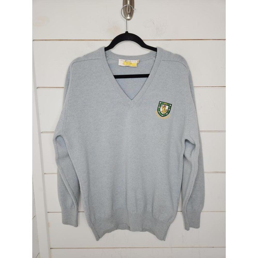 Vintage Royal Durinoch small blue v neck sweater by Glenmuir. Merino/cashmere